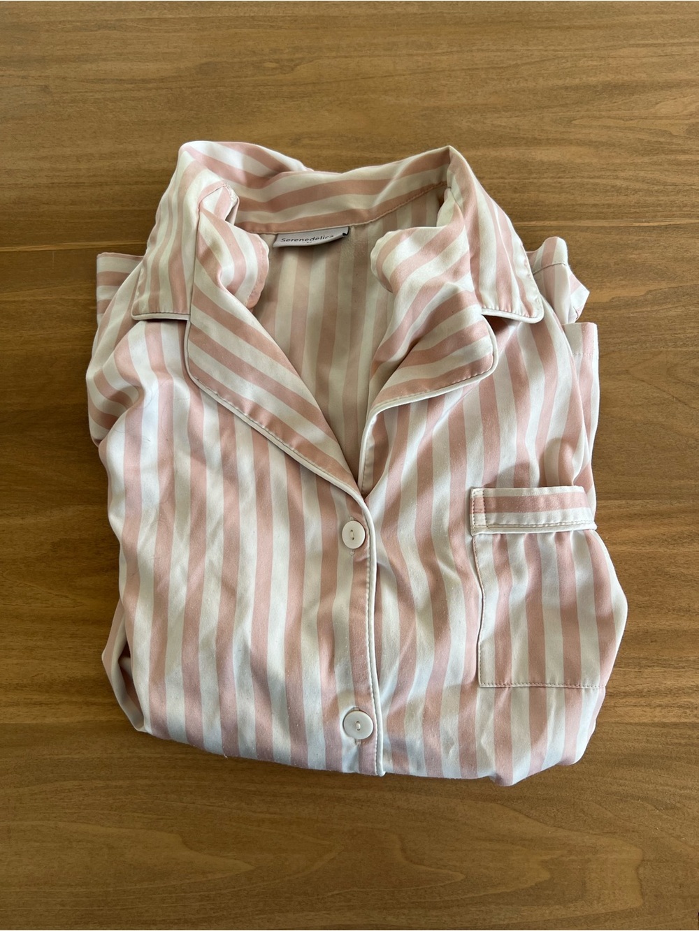 Serenedelicacy Women’s Pink and White Striped Pajama top